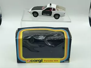 VINTAGE CORGI 430 PORSCHE 924 POLICE BLACK / WHITE VERSION 1979 BOXED - Picture 1 of 12