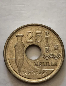 Spanien Spanien 25 Ptas Peseten Münze 1997 Feier 500 Jahre Melilla, Afrika - Bild 1 von 2