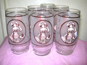 VINTAGE PEPSI COLA SODA GLASSES SET OF SIX (6) Victorian Lady - Picture 1 of 2