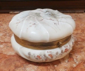 19th c Wave Crest Jewel Casket CF Monroe Conn Helmschmid Swirl 7" Hand Painted - Picture 1 of 8