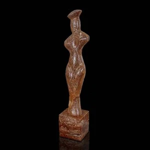 Table Sculpture Stylized Figure Red Travertine H.43Cm - Picture 1 of 2