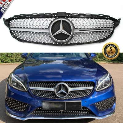 Bumper Grill Grille w/Emblem For Mercedes-Benz W205 C200 C250 C300 2015-2018 - Изображение 1 из 4