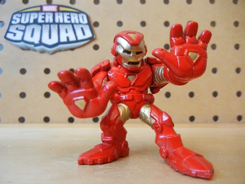 Marvel Super Hero Squad RARE Modern IRON MAN Gold Blasting - Wave 21 Red Hulk PK Cover