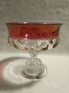 Tiffin Franciscan Kings Crown Ruby Flash Thumbprint Glass Compote. Candy/nut - Picture 1 of 10