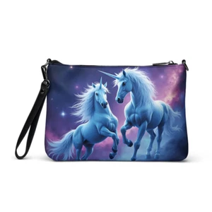 Magical Blue Unicorns Crossbody Handbag, Fashion Purse for Day Night Festival - Picture 1 of 9