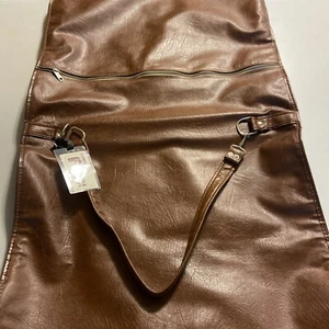 SAMSONITE Brown Faux Leather Vintage Hanging Wardrobe Garment Travel Bag Luggage - Picture 1 of 10