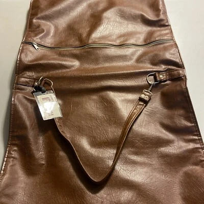 SAMSONITE 棕色人造皮革复古悬挂衣柜服装旅行包行李箱 — 第 1/4 张图片