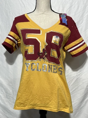 Iowa State Cyclones Shirt Womens Size Large V-Neck Short Sleeve #58 Shirt Cover
