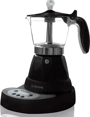 BEHOME Caffettiera Elettrica Programmabile 3 Tazze, Autospegnimento, con Timer, Nera