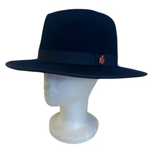 Montique Size XL HAT NAVY Blue 3-1/8" Brim 100% Wool Felt FEDORA NEW NWT 7-1/2" - Picture 1 of 12