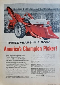 Ford 2 filas recolector tractor agrícola vintage 1962 anuncio de revista agrícola - Imagen 1 de 1