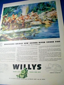1943 WWII Willys Jeep auto grande-mag pubblicità-Esercito Ingegneri Nuova Guinea-Sessioni illus - Foto 1 di 1