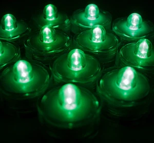 QTY 10 Green LED Submersible Underwater Tea lights TeaLight Flameless US Shipper - Picture 1 of 1