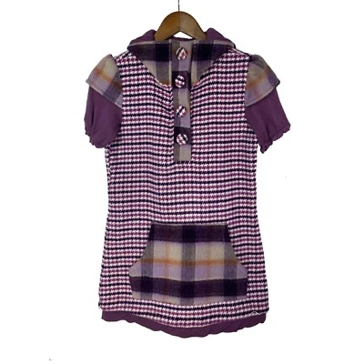 Nuvula Sweater Womens X-Small Purple Fleece Hooded Mixed Plaid Fabric Soft Cozy - Imagem 1 de 4