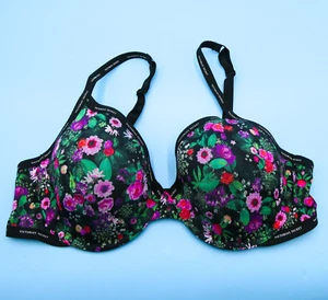 Victorias Secret T-Shirt Bra 40C Green Floral Lightly Lined Full Coverage New - Picture 1 of 7