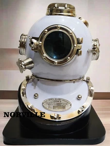 18" Diving Helmet US Navy Mark V Deep Sea Antique White Divers Diving Helmet - Picture 1 of 7