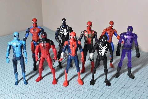 Spider Man 5" and 6" Figure Lot Spiderverse Prowler, Black Suit, Scarlet Spider Cover