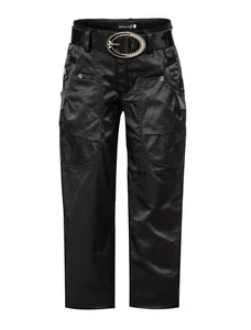 Girl's Long Pants Two Pocket Zipped With Belt Shiny Black Pants Classic # 91000 - Picture 1 of 2