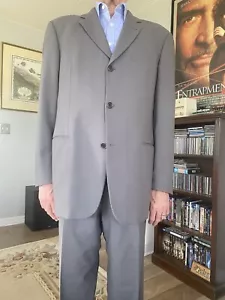 HUGO BOSS 2pc Gray Suit 42R. 34” Waist Pants.two Small Holes By Jacket Pocket. - Picture 1 of 16