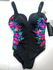 MIRACLESUIT Genesis Temptress Tummy Control One-Piece Swimsuit Black Floral 16 - Picture 1 of 12