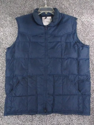 Vintage Sears Vest Mens Large Blue Down Feather Western Puffer Quilted 90s - Image 1 of 4