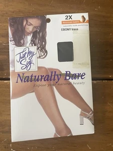 LEGGS Just My Size NATURALLY BARE Pantyhose 2X EBONY trace NEW Old Stock VTG - Picture 1 of 2