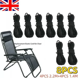 4-8Pcs Elastic Cord Ropes For Zero Gravity Reclining Garden Sun Lounger Chairs - Picture 1 of 19