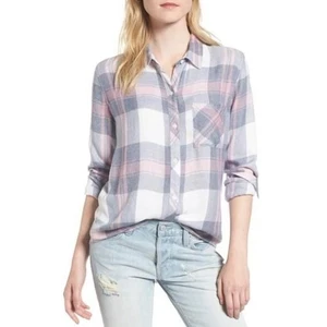 Rails Hunter Plaid Flannel Button Shirt Mulberry Blue Pink Long Sleeve Soft Sm - Picture 1 of 13
