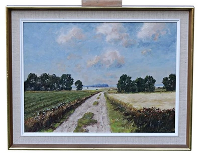 Alfred Gregers Rasmussen – Feldweglandschaft – Öl auf Leinwand, signiert, Rahmen - Bild 1 von 4