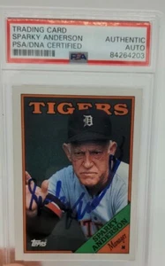 Sparky Anderson auto signed card 1988 Topps #14 Detroit Tigers PSA Encapsulated - Picture 1 of 2
