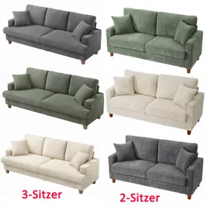 Corduroy Apartmentsofa 2/3-Sitzer-Sofa Moderne Couch für Wohnzimmer mit 2 Kissen - Bild 1 von 73