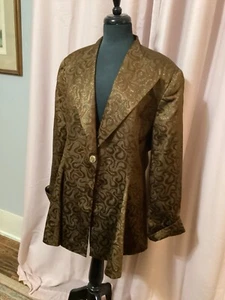 Club France VTG Jacket Blazer Designer Size 16 Metallic Lined Elegant Bronze USA - Picture 1 of 14