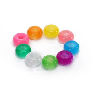 100pcs Mixed Cat Eye Resin European Beads Large Hole Opaque Loose Charms 14x7mm - Picture 1 of 6