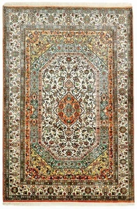 Kaschmir Seide 190x127 cm Handgeknüpft Teppich Orientteppich Neu - Bild 1 von 8