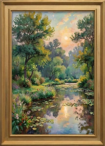 Natur Bäume Wald Park Landschaft art gallery Bild 50x70 mit Gold Rahmen PN5 - Picture 1 of 3