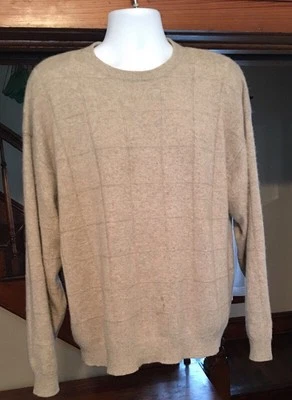 Men's Metropolitan View Pullover 100% Cashmere Beige Sweater Soft Stretchy Large - Image 1 of 4