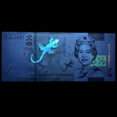 Queen Elizabeth II Banknote Bahamas Dollar Currency Paper Money Under UV Art - Image 1 of 4