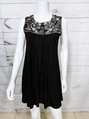 Twenty One Womens Sheath Dress Size S Black Embroidered Floral Lace Sleeveless - Image 1 of 4