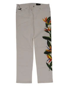 Dolce & Gabbana Men Floral Skinny Jeans IT 52 33-34 White Summer Denim - Picture 1 of 10