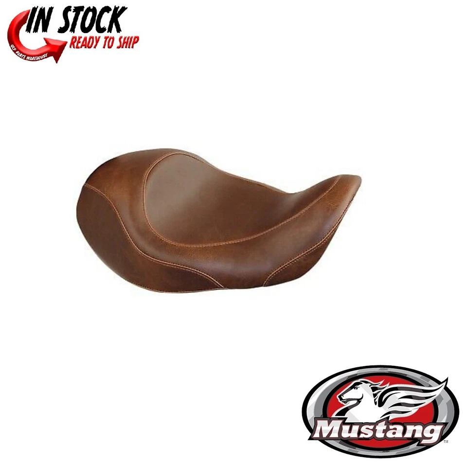 Asientos Mustang marrón liso ancho delantero Tripper asiento individual para Harley Dyna 06-17 Foto 1 de 1