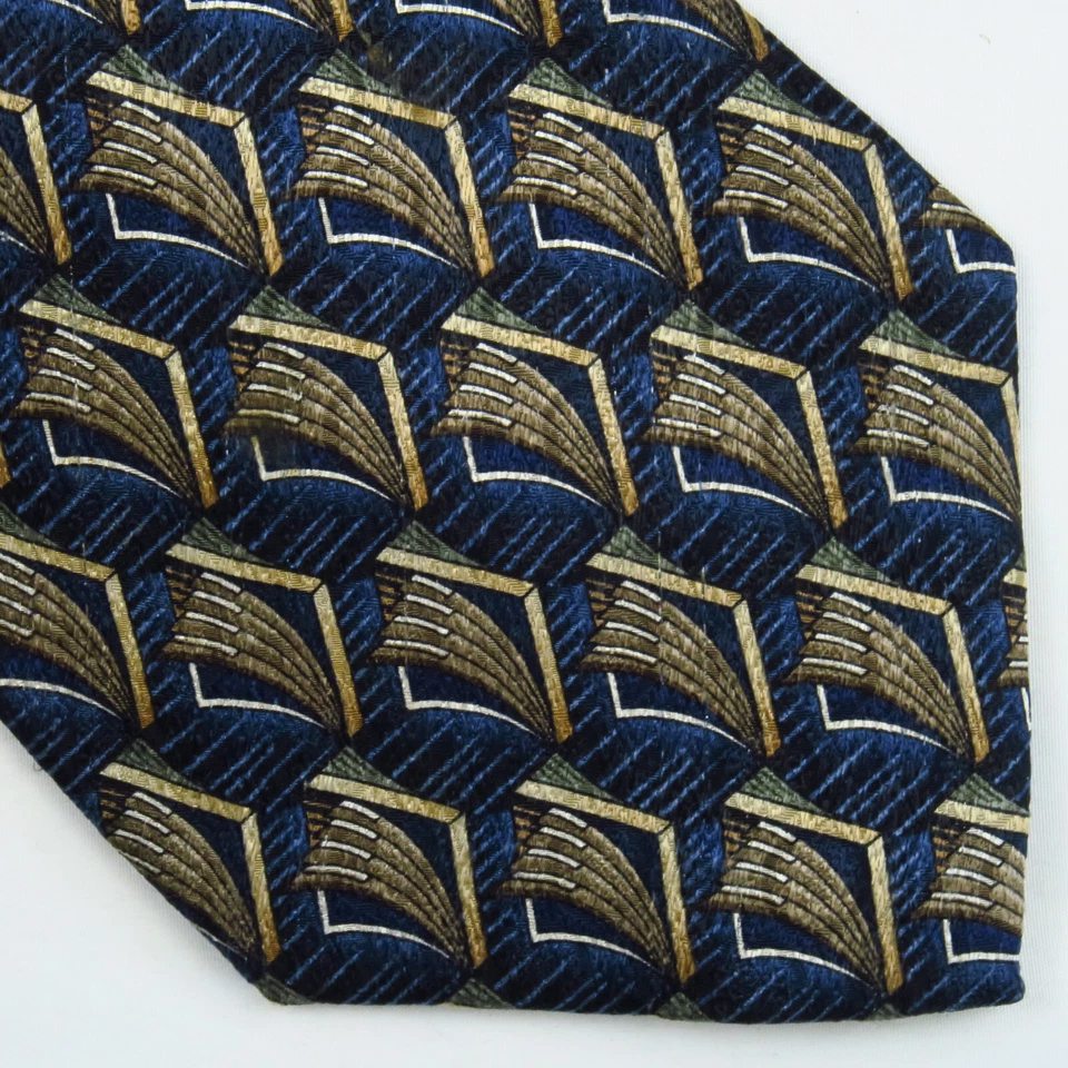 Corbata Pierre Cardin Para Hombre Multicolor Azul Dorado Estampado Abstracto Toda Seda 57x4 Foto 1 de 4