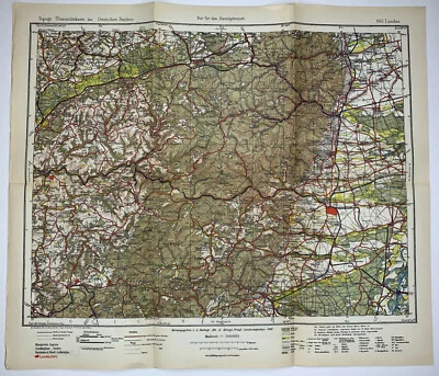 Mapa litográfico antigo original do Império Alemão Landau 1900 prussiano real - Imagem 1 de 2