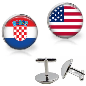 Coratia American Flags Men's Cuff Links Citizenship Gift Country Pride - Picture 1 of 1