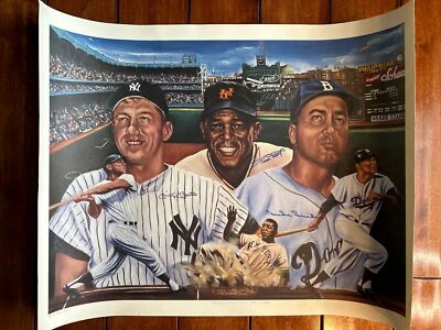 Willie Mays and Duke Snider Autographed Print +RS Simon, Mantle Stamped - Image 1 of 4