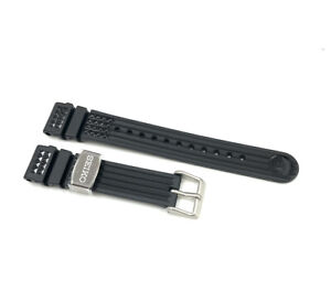 Genuine Seiko 20mm Black Rubber Strap for R02X011J0, (2 Pins Included)