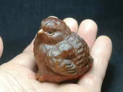 Japanese boxwood hand carved bird chick Figure statue netsuke old collectable - Image 1 of 4