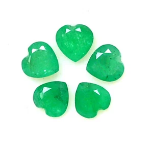 2.02 CTS Natural Emerald Heart Shape Cut 5 mm Lot 05 Pcs Loose Gemstone - Bild 1 von 7