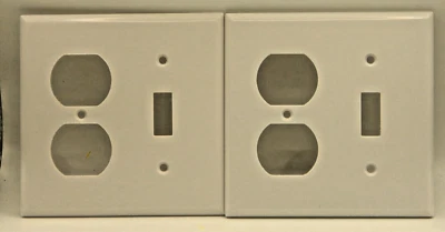 Lot of 2 - E-T-N - Ivory Switch & Oulet Combination Wall Switch Covers - - Image 1 of 4