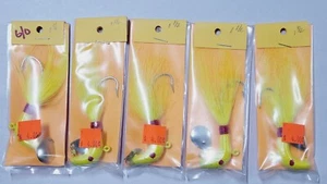 5 Stück - Bucktail Jigs Striper Köder 1-1/2oz gelb Salzwasser Fluke Roadrunner - Bild 1 von 2