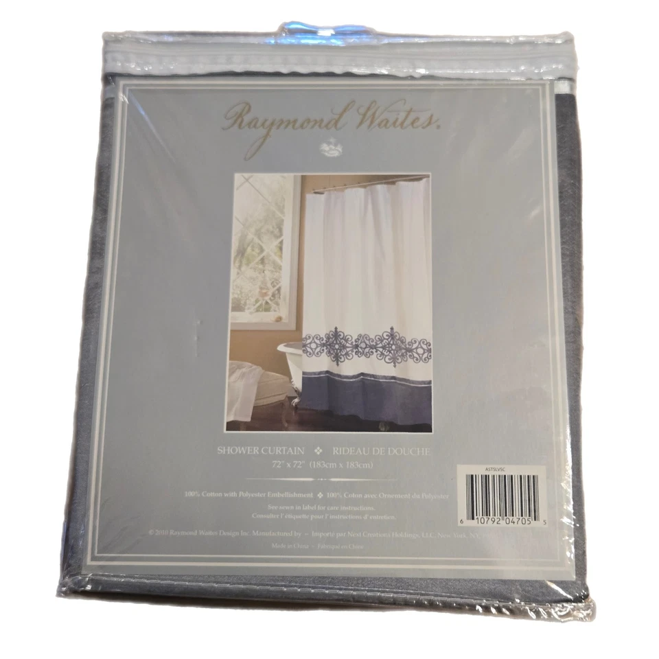 Cortina de ducha Raymond Waites Astone gris plateado adorno 72" x 72" nueva en paquete Foto 1 de 4
